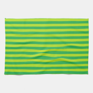Green and Lime Green Stripes Tea Towel