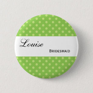 Green and Lime Polka Dots Wedding Collection 6 Cm Round Badge