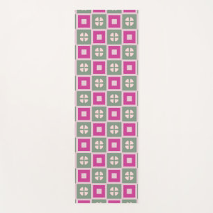 Green and Magenta Boxed Floral Yoga Mat