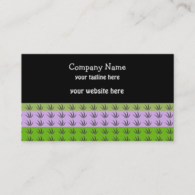 Green and Mauve Grass Business Card (Front)
