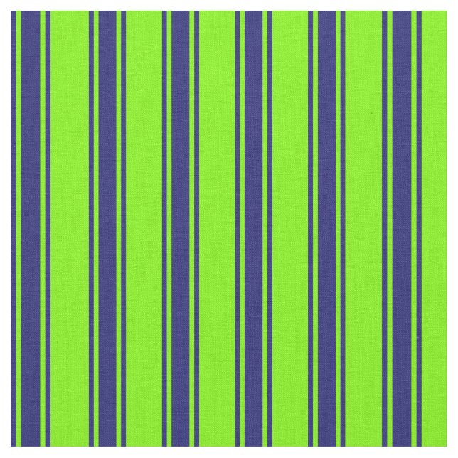 Green and Midnight Blue Lines Pattern Fabric (Close Up)