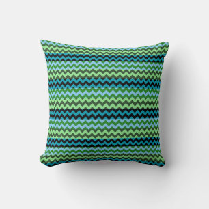 Green and Mint Chevron Zigzag Stripe Pattern Cushion