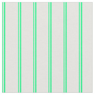 Green and Mint Cream Coloured Stripes Pattern Fabric