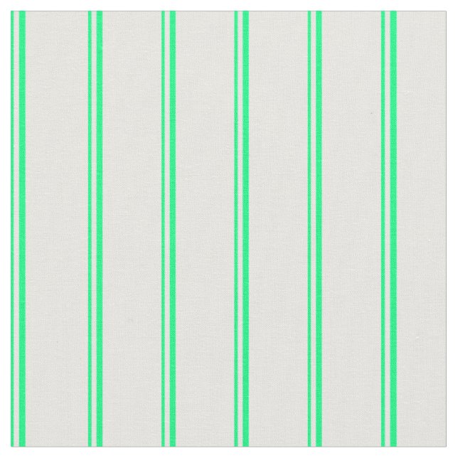 Green and Mint Cream Coloured Stripes Pattern Fabric (Close Up)