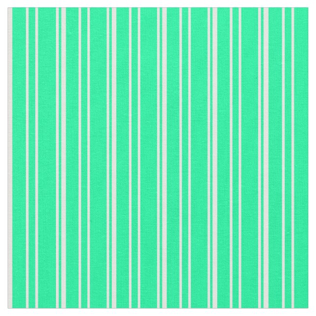 Green and Mint Cream Coloured Stripes Pattern Fabric (Close Up)