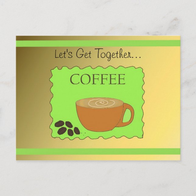 Green and Mocha Coffee Design Postcard (Front)