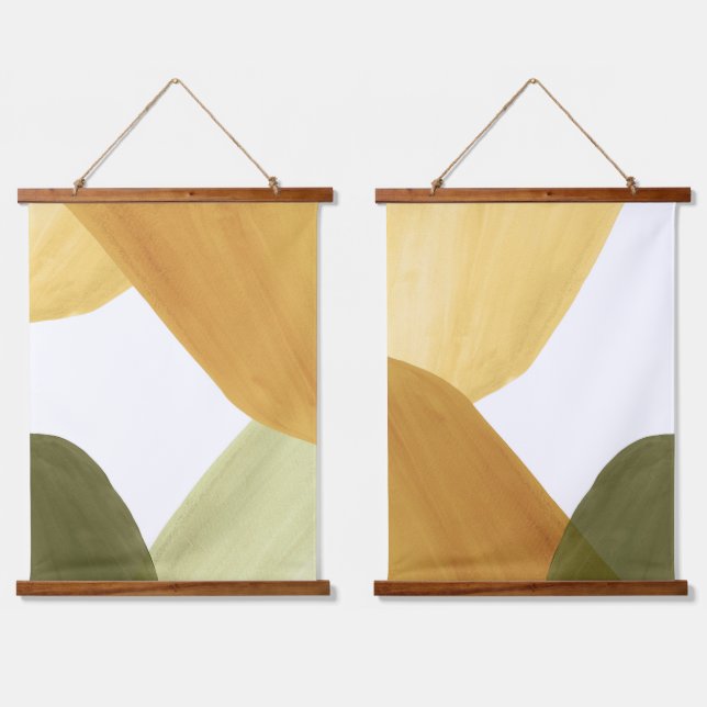 Green and mustard abstract hanging tapestry (Double)