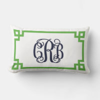 Green and Navy Greek Key Script Monogram CRB
