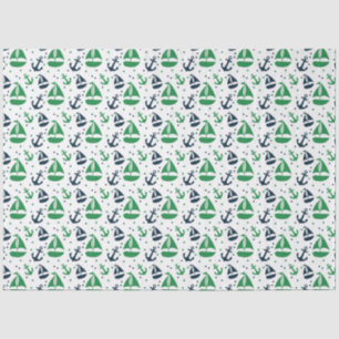 Green and Navy Nautical Series Design 10 Tissue Paper