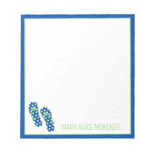 Green and Navy Polka Dot Flips Flops Personalised Notepad