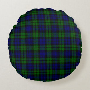 Green and navy Tartan Round Cushion
