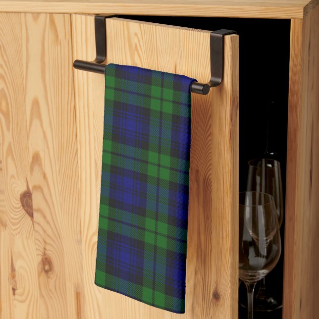 Green and navy Tartan Tea Towel (Thirds Fold)