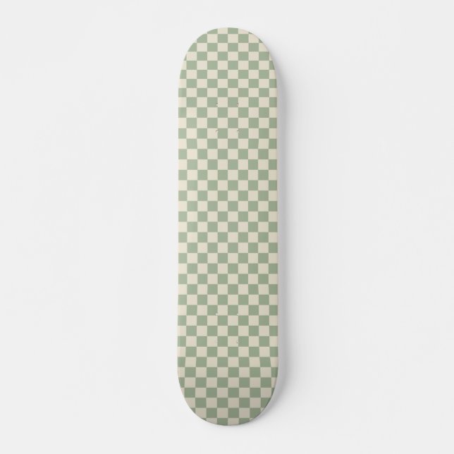 Green and Off White Chequerboard Skateboard (Front)
