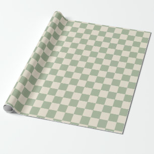 Green and Off White Chequerboard Wrapping Paper