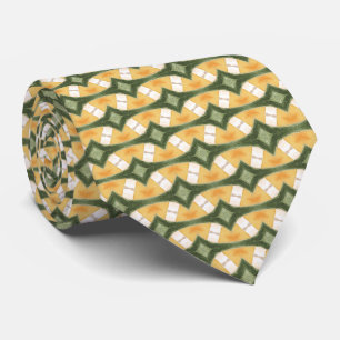 Green and Orange Autumn Colour Pattern Tie