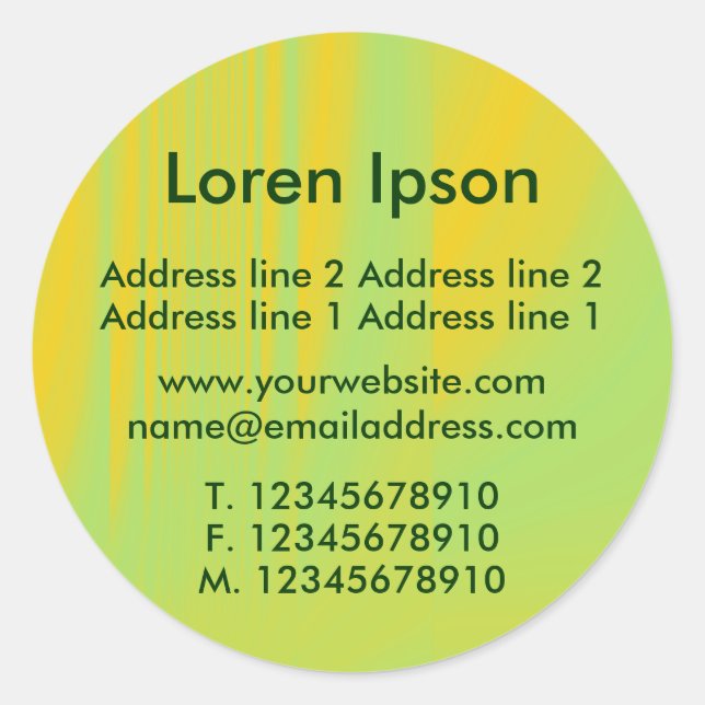 Green and Orange Business / Profile Classic Round Sticker (Front)
