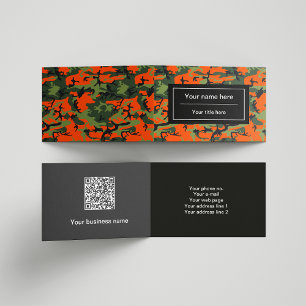 Green and Orange Camo, Camouflage, Military, Army Business Card