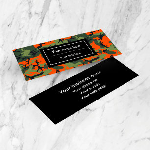 Green and Orange Camo, Camouflage, Military, Army Mini Business Card