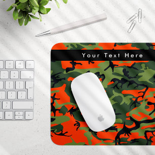Green and  Orange Camo, Camouflage, Military, Army Mouse Pad