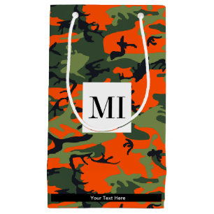 Green and Orange Camo, Camouflage, Military, Army Small Gift Bag
