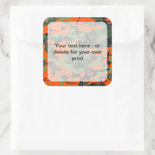 Green and  Orange Camo, Camouflage, Military, Army Square Sticker