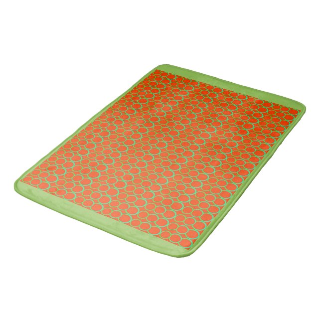 GREEN AND ORANGE CIRCLES BATH MAT (Angled)