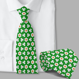 Green and Orange Geometric Pattern Irish Tie
