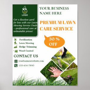 Green and Orange Lawn Care  Poster