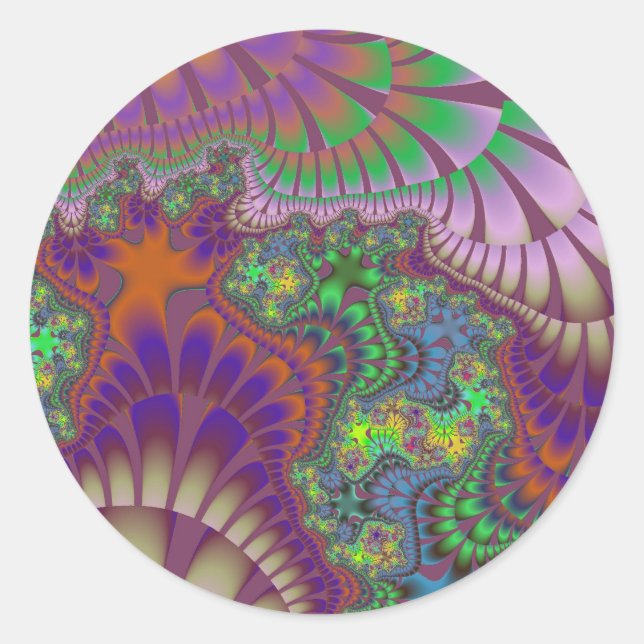 Green and Orange Melt Classic Round Sticker (Front)