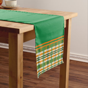 Green And Orange Plaid Short Table Runner