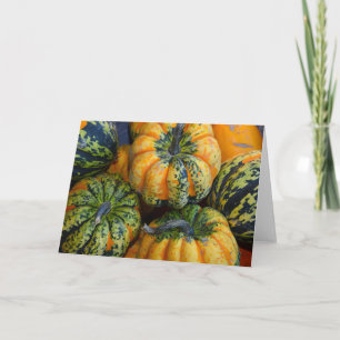 Green and orange pumpkins greeting card