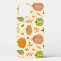 Green and orange pumpkins, seamless pattern.