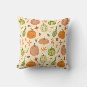 Green and orange pumpkins, seamless pattern. cushion