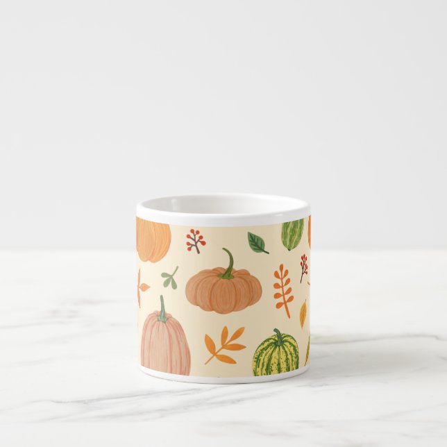 Green and orange pumpkins, seamless pattern. espresso cup (Front)