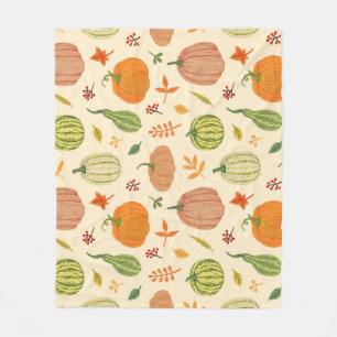 Green and orange pumpkins, seamless pattern. fleece blanket