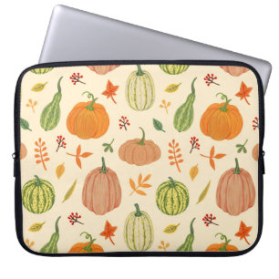 Green and orange pumpkins, seamless pattern. laptop sleeve