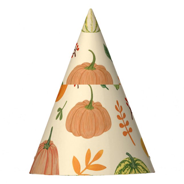 Green and orange pumpkins, seamless pattern. party hat (Front)