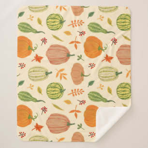 Green and orange pumpkins, seamless pattern. sherpa blanket
