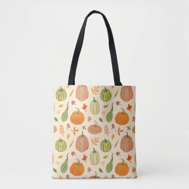 Green and orange pumpkins, seamless pattern. tote bag (Front)