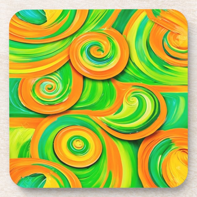 Green and Orange Spiral Coaster (Front)
