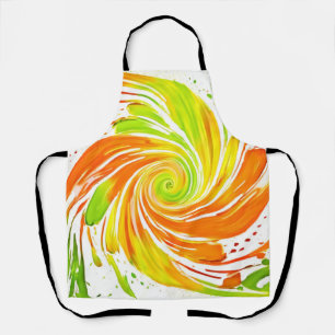 Green and Orange Spiral Design Apron