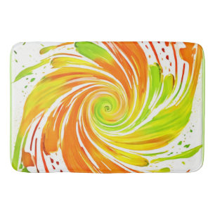 Green and Orange Spiral Design Bath Mat