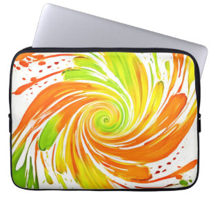 Green and Orange Spiral Design Laptop Sleeve
