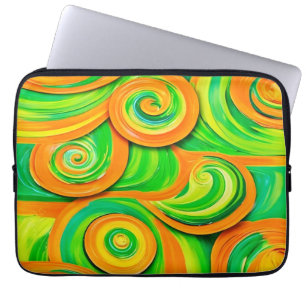Green and Orange Spiral Laptop Sleeve