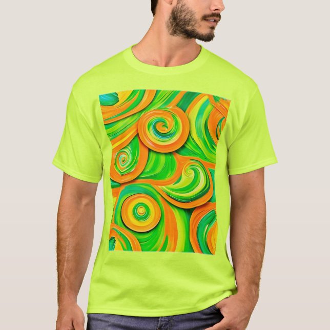 Green and Orange Spiral T-Shirt (Front)