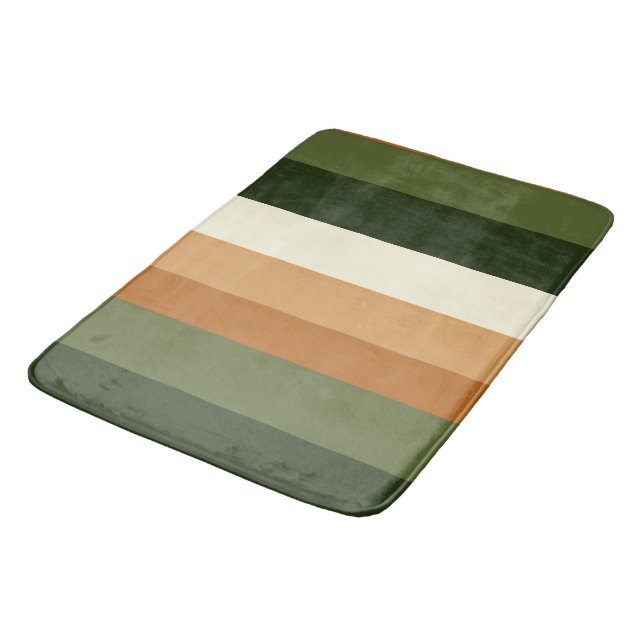 Green and orange Stripes Bath Mat (Angled)