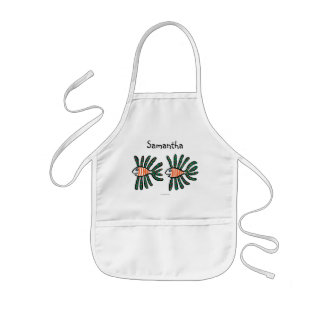 Green and Orange Twin Fin Fish Kids Apron