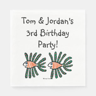Green and Orange Twin Fin Fish Napkin
