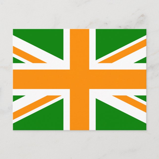 Green and Orange Union Jack Postcard (Front)