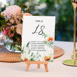 Green and orange wildflowers guests' names table number<br><div class="desc">Designed to coordinate with our "Summer Wildflowers Wedding" collection,  these rustic wedding table numbers are perfect for any simple and elegant wedding reception. These seating chart cards feature a green and orange watercolor illustration of summer wildflowers and are easily customisable with your guests' names by editing the template fields.</div>
